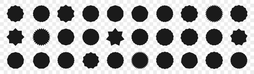Poster - Set of black sticker shapes template. Label banner decoration elements collection