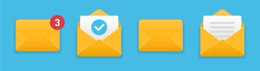 Poster - Set of mail envelope letters with shadow. Vector illustration
