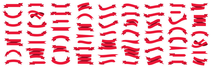 Aufkleber - Red ribbons banner collection. Label and sticker ribbons for sale, discount, promotion