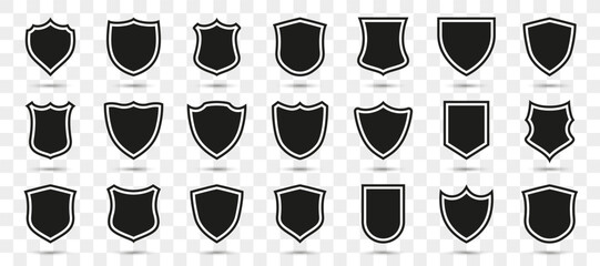 Poster - Set of secure shield icons with shadow on a transparent background