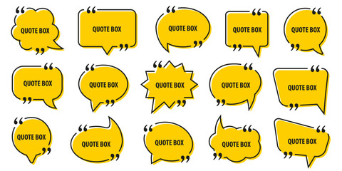 Poster - Set of yellow quote box speech bubble. Vector illustration