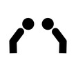 Silhouette icon of two people bowing. Japanese greeting. Vector.