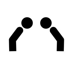 Silhouette icon of two people bowing. Japanese greeting. Vector.