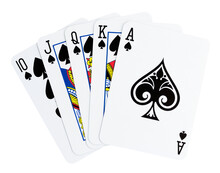 Royal Flush Playing Cards Isolated On Transparent Background. Png Format	
