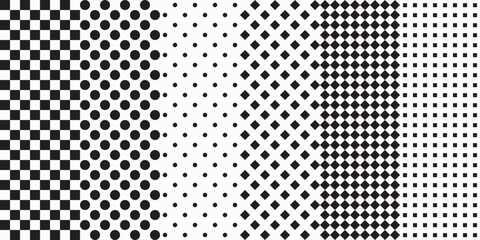 set of six simple and black and white patterns. set of polka dots and checkers. vector print for sur