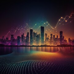 Poster - smart city at night, concept of application development, smart city, Internet of things, smart life, information technology, generative ai