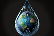 World water international day concept aqua drop and planet Environment save and ecology Generative AI.