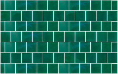 Wall Mural - Green ceramic tile background. Old vintage ceramic tiles in green to decorate the kitchen or bathroom 