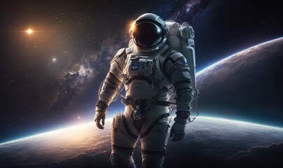 Wall Mural - astronaut in outer space made with generative ai