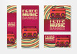 © Frozen Design - Retro music banner set. Retro background and retro red radio. Vector Vintage Music Background