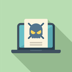 Poster - malware laptop icon flat vector. virus error. web report