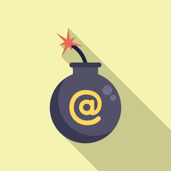 Poster - malware bomb icon flat vector. laptop error. data email