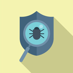 Poster - bug shield icon flat vector. virus hacker. online threat