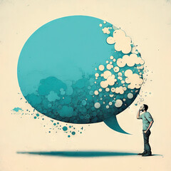Wall Mural - Man Speech Bubble. Generative AI