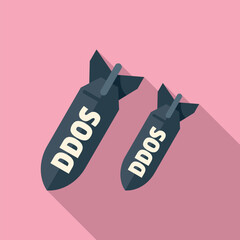Poster - Doos attack bomb icon flat vector. Laptop error. Online crime