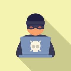 Poster - Hacker working icon flat vector. Online report. Crime data