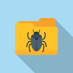 Poster - Folder bug icon flat vector. Fraud alert. Crime email