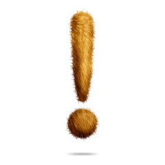 Poster - exclamation mark symbol or icon design with golden fur texture