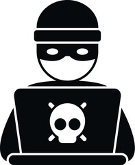 Poster - hacker working icon simple vector. online report. crime data