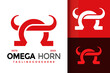 Omega Bull Horn Logo Logos Design Element Stock Vector Illustration Template