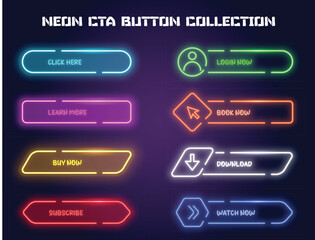 Wall Mural - neon cta button collection