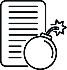 Poster - file data bomb icon outline vector. hacker error. online email