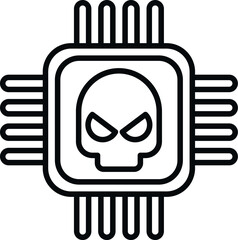 Poster - processor malware icon outline vector. virus error. fraud alert