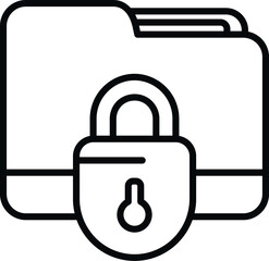Poster - folder lock icon outline vector. malware virus. web alert