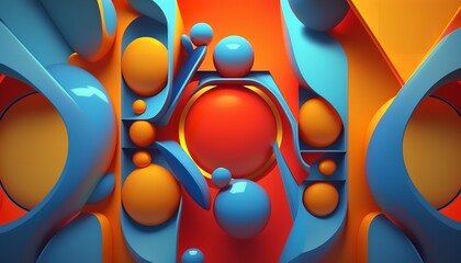 Wall Mural - Colorful wallpaper with an organic backdrop. Colorful different shapes background. Generative Ai.
