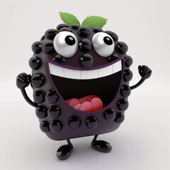 Happy blackberry in 3d cartoon style - generated by Generative AI