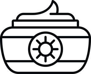 Poster - Sunscreen cream jar icon outline vector. Spa sun. Care skin