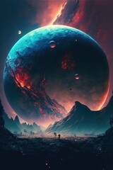 Wall Mural - image of planets, stars and outer space and sky, created using generative ai technology