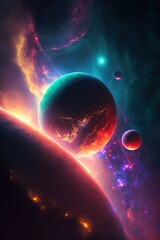 image of planets, stars and outer space and sky, created using generative ai technology