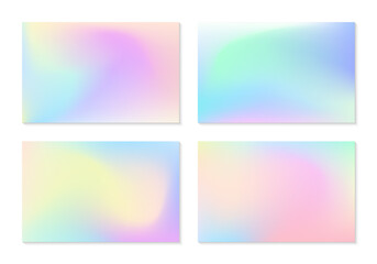 Wall Mural - Vector set of mesh gradient backgrounds in soft pastel colors.Copy space for text.Abstract fluid illustrations in y2k aesthetic.Modern templates for banners,branding design,social media,covers.