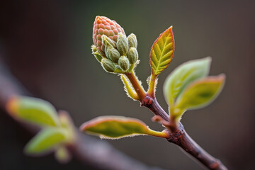 a closeup of reddish buds. generative ai