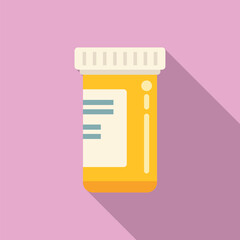 Poster - Drug bottle icon flat vector. Bacteria disease. Virus immune