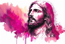 Light Viva Magenta Jesus Christ Watercolor