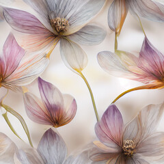 Wall Mural - light fragile flowers,  seamless pattern
