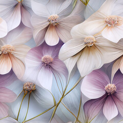 Wall Mural - light fragile flowers,  seamless pattern
