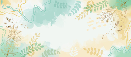 Aufkleber - Design banner frame background .Colorful poster background vector illustration.Exotic plants, branches,art print for beauty, fashion and natural products,wellness, wedding and event.
