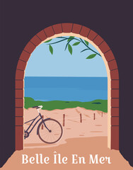 Wall Mural - Travel poster  France the island Belle ile en Mer in the Morbihan.  vector illustration.