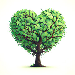 Sticker - green heart shaped tree, Generative AI