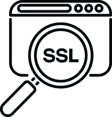 Poster - search ssl certificate icon outline vector. network security. check payment