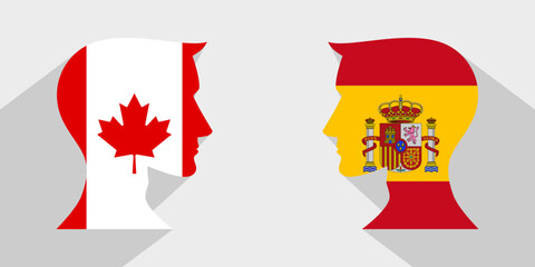 Wall Mural - face to face concept. canada vs spain. vector illustration