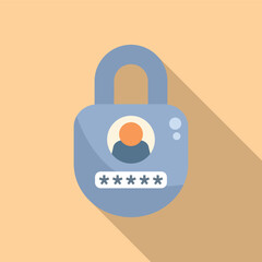 Poster - Account password protection icon flat vector. Personal laptop. Screen reset