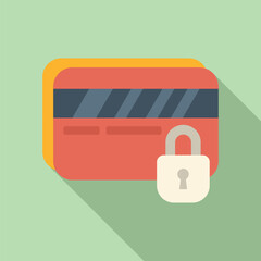 Poster - Credit card password protection icon flat vector. Mobile login. Cyber app