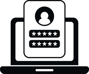 Poster - Laptop login icon flat vector. Mobile account. Screen reset