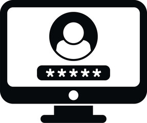 Poster - Monitor password icon simple vector. Mobile account. Render service