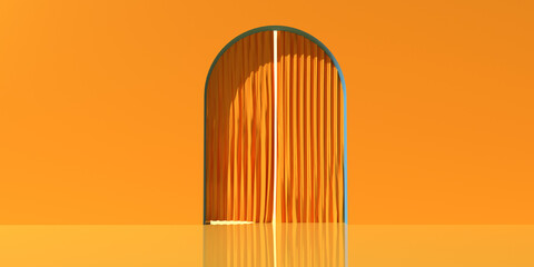 Poster - curtain with an arch - minimal design - 3d render