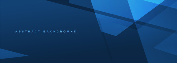 Dark blue modern abstract background. Blue abstract wide banner with geometric shapes. Vector illustration